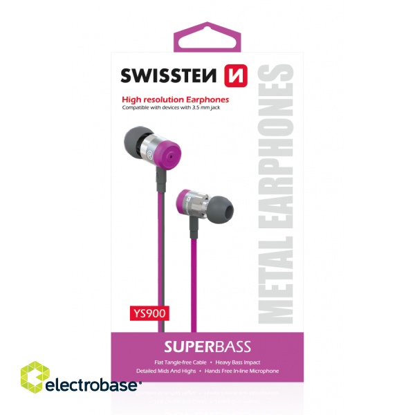 Swissten SuperBass Earbuds Metal YS900 Stereo  Headset With Microphone 3,5mm / 1.2m image 1