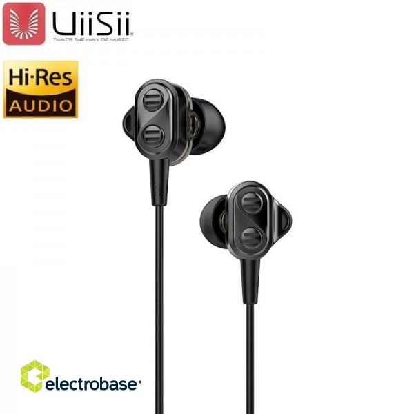 UiiSii Premium Hi-Res Oriģinālas Austiņas ar Mikrofonu un Skaļuma Regulēšanas pulti / 3.5mm / 1.2m image 1