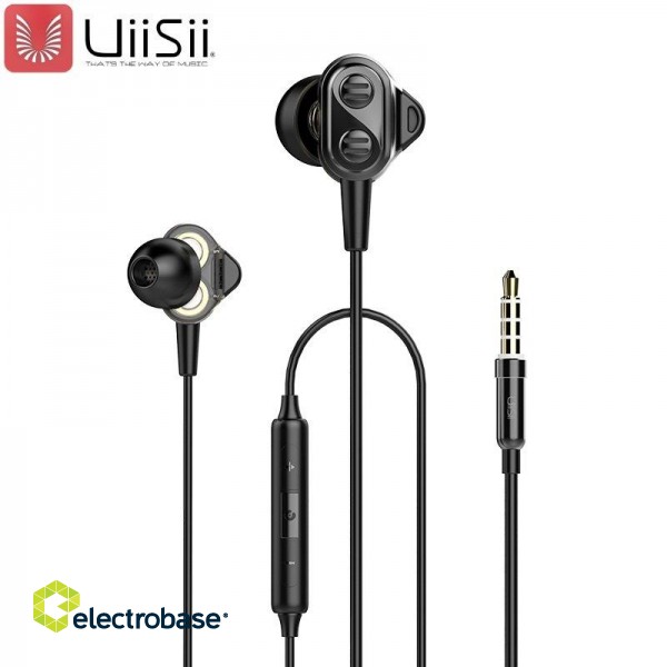 UiiSii Premium Hi-Res Oriģinālas Austiņas ar Mikrofonu un Skaļuma Regulēšanas pulti / 3.5mm / 1.2m image 2