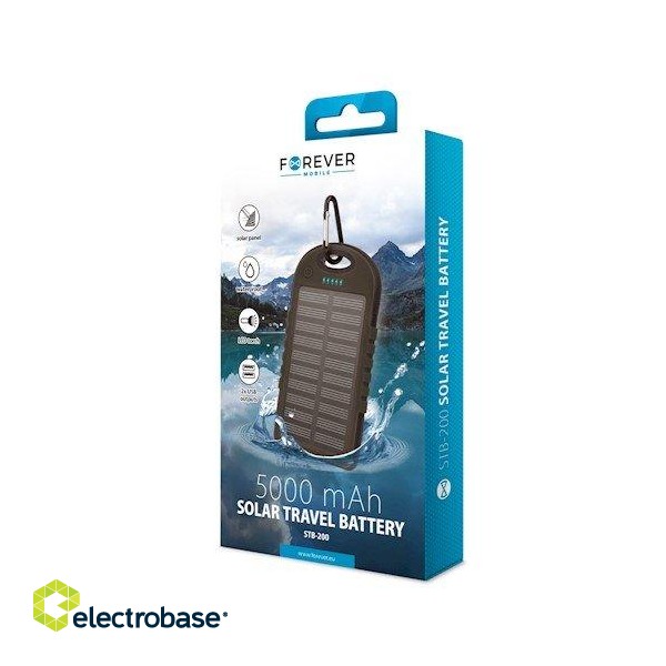 Forever STB-200 Solar Power Bank 5000 mAh Universal Charger for devices 5V + Micro USB Cable image 2