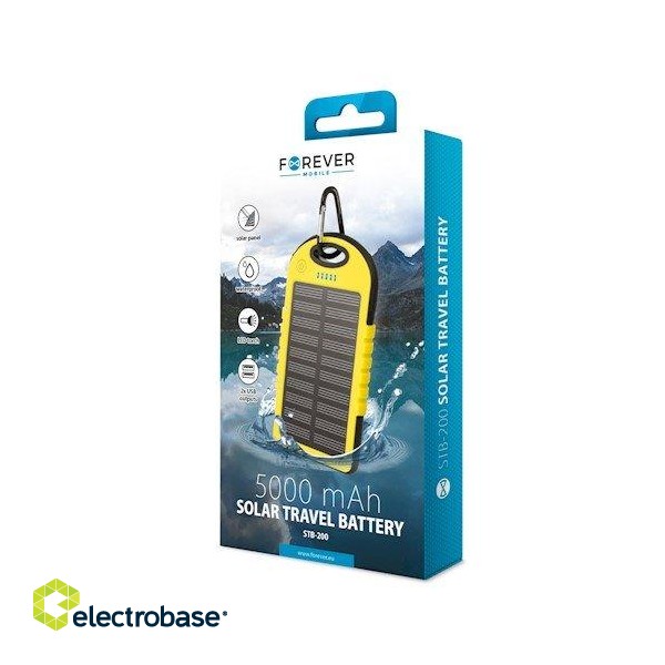 Forever STB-200 Solar Power Bank 5000 mAh Universal Charger for devices 5V + Micro USB Cable paveikslėlis 2