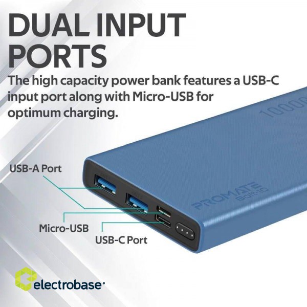 Promate Bolt-10 Переносная зарядная батарея 10W / 2.A / 10 000 mAh фото 3