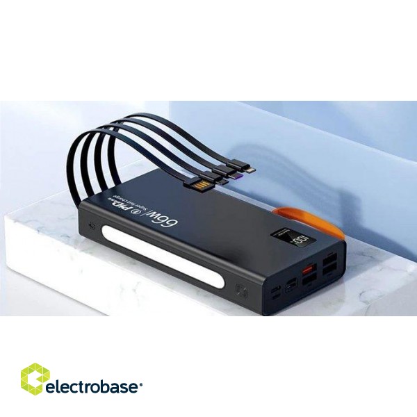 RoGer QL268 Powerbank 30000mAh / 66W PD / Flashlight / Lightning + USB-C + microUSB + USB image 2