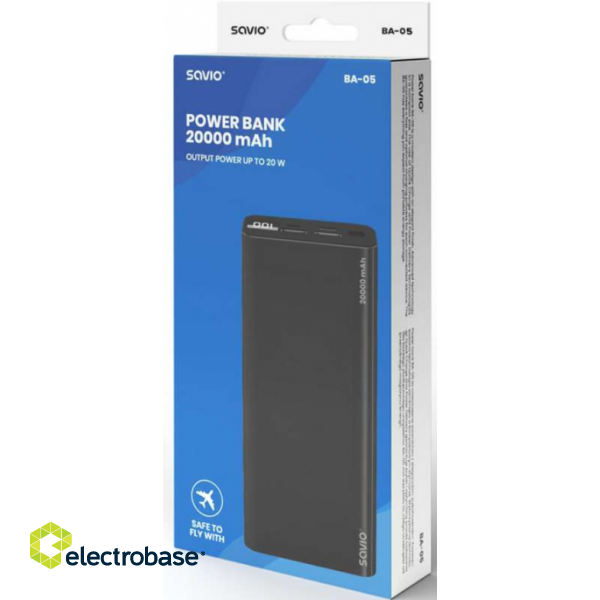 Savio BA-05 Power Bank Ārējas Uzlādes Baterija 20000 mAh / 20W image 2