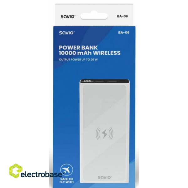 Savio BA-06 Wireless Power Bank 10000 mAh paveikslėlis 2