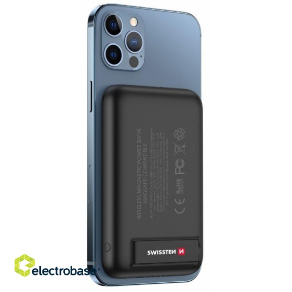 Swissten Power Banka MagSafe compatible Uzlādes baterija priekš Apple iPhone 12 / 13 / 14 / 15 sērijas 5000mAh image 1