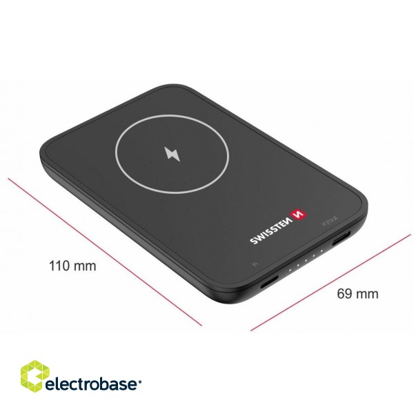 Swissten Power Banka MagSafe compatible Uzlādes baterija priekš Apple iPhone 12 / 13 / 14 / 15 sērijas 5000mAh image 3