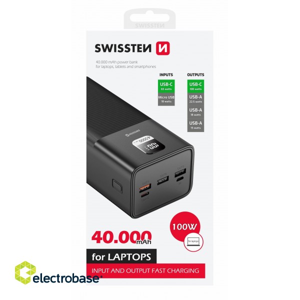 Swissten Power Line Power Bank Ārējas Uzlādes Baterija 40 000 mAh 100W image 1