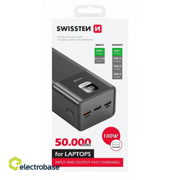 Swissten Power Line Power Bank Ārējas Uzlādes Baterija 50 000 mAh / 100W image 1