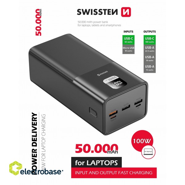 Swissten Power Line Power Bank Ārējas Uzlādes Baterija 50 000 mAh / 100W image 2