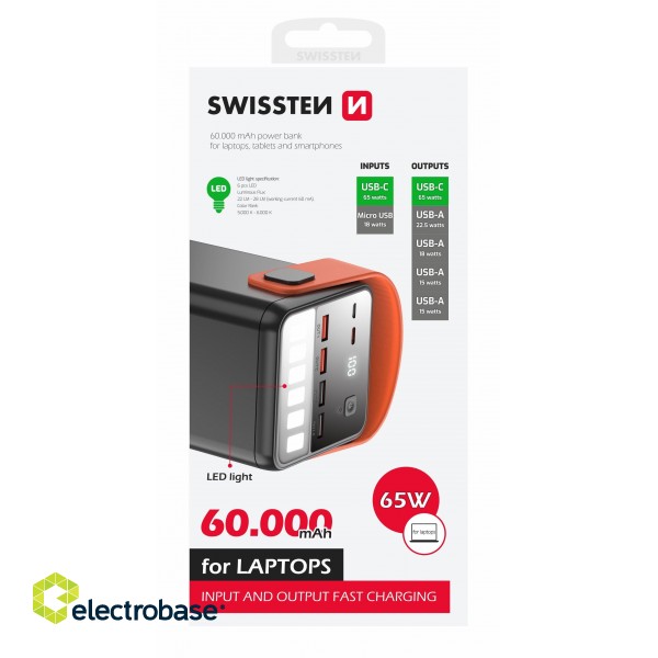 Swissten Power Line Power Bank  60 000 mAh / 65W фото 1