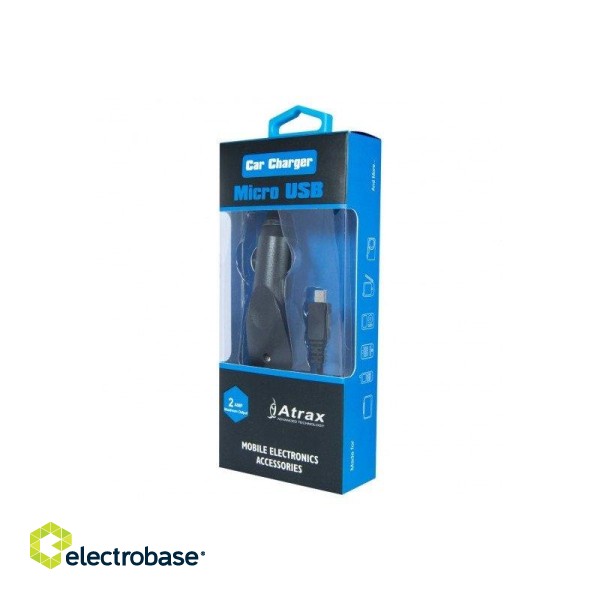 ATX Platinum Premium Car charger 12 / 24V / 1A + micro USB cable Black (Blue Blister) paveikslėlis 1