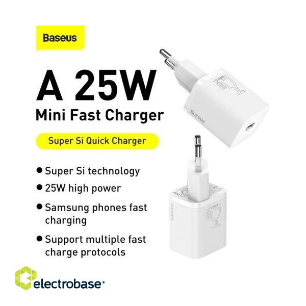 Baseus CCSP020102 Super Si 1C Travel Charger 25W paveikslėlis 9