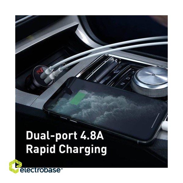 Baseus Digital Display Dual USB Car Charge 4.8A / 24W image 4