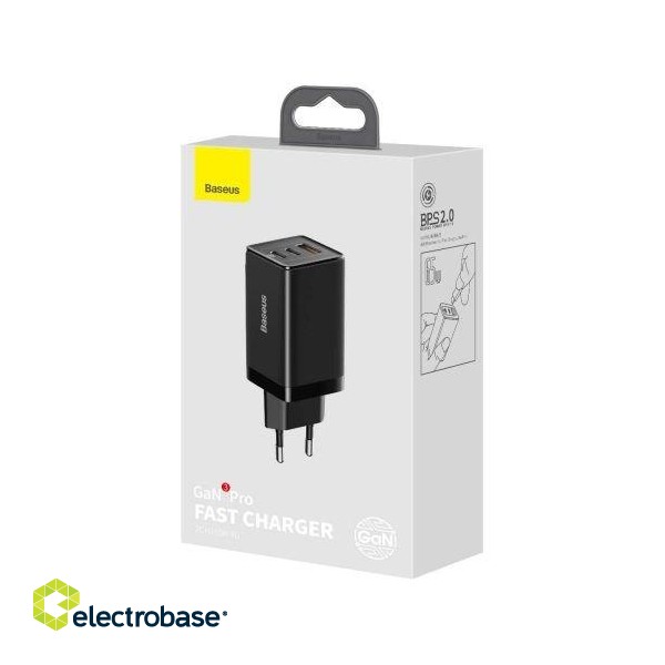 Baseus GaN3 Travel Wall Charger 65W with Type C cable 1m paveikslėlis 1