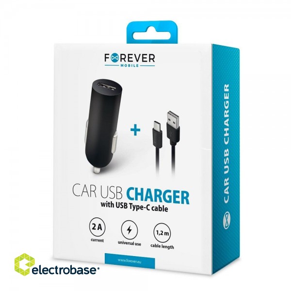 Forever M02 USB Car Charger + USB-C Cable 1.2m paveikslėlis 7