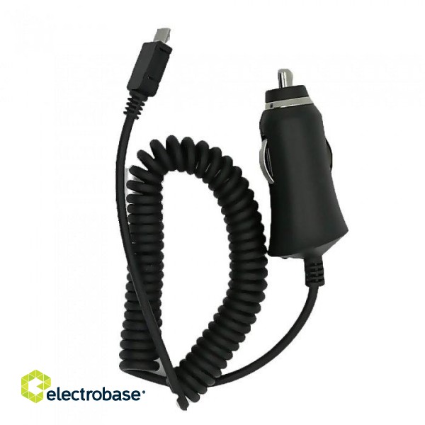 HQ Premium Car charger 1A + micro USB cable Black paveikslėlis 1