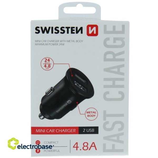 Swissten Metal Premium Auto Lādētājs 2 x USB / 4.8A image 4