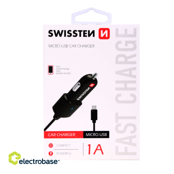 Swissten Premium Auto Lādētājs 12 / 24V ar Micro USB vadu image 2