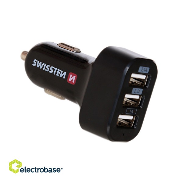 Swissten Triple Premium Auto Lādētājs 5.2A USB 2.1A + 2.1A + 1A image 1
