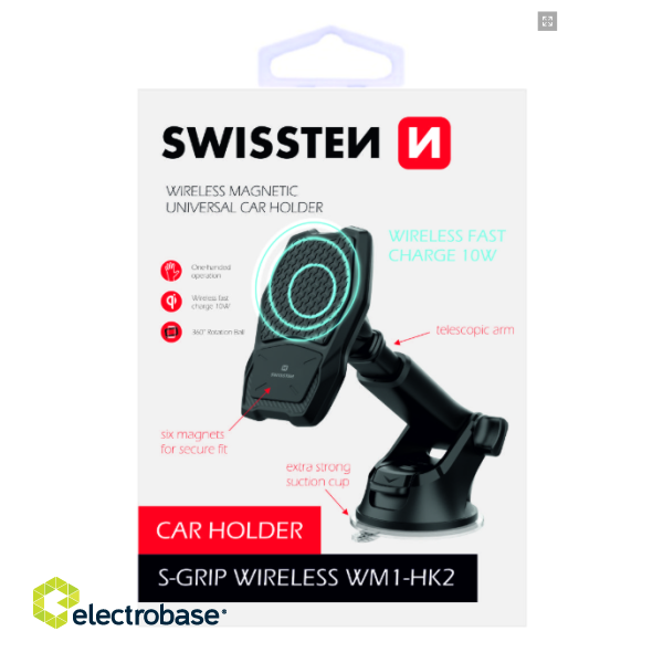 Swissten WM1-HK2 Car Holder With Wireless Charging + Micro USB Cable 1.2m image 1