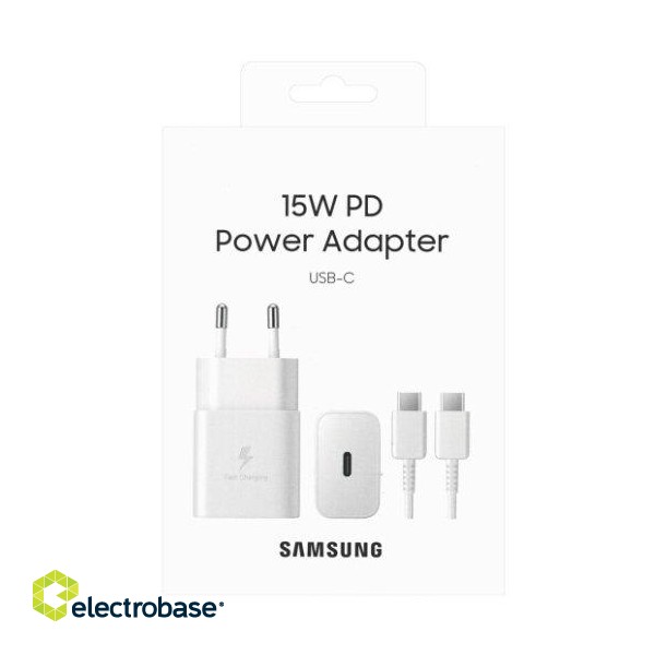 Samsung EP-T1510XWEGEU Tīkla Lādētājs ar USB-C 15W image 1