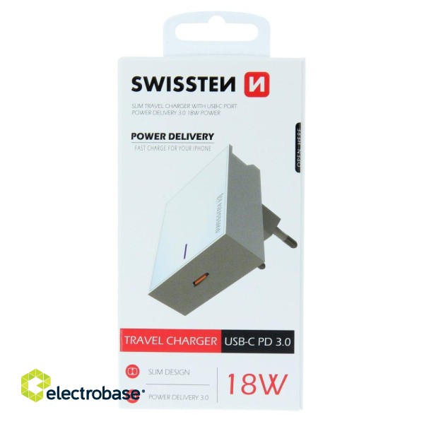 Swissten Premium 18W Travel Charger USB-C PD paveikslėlis 3