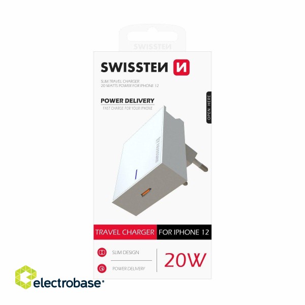 Swissten Premium 20W Tīkla Lādētājs priekš visiem Apple iPhone 12 / 13 / 14 sērijas modeļiem image 1