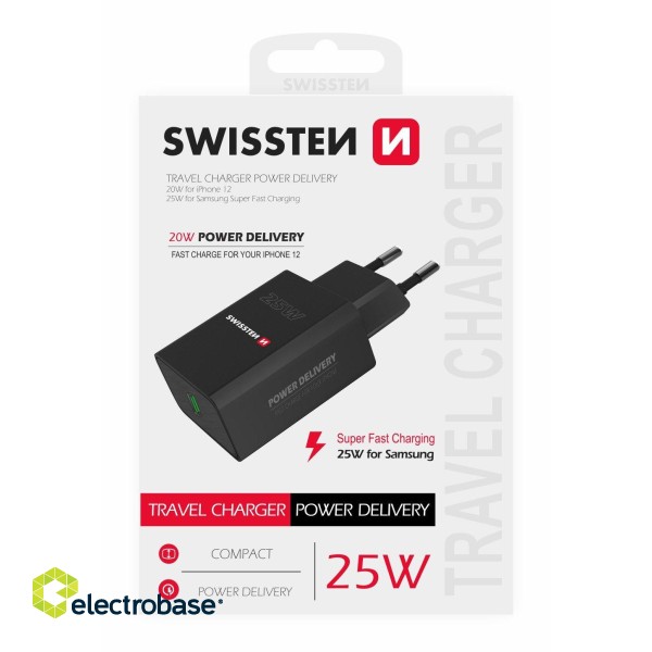 Swissten Premium 25W Travel Charger USB-C PD 3.0 image 1