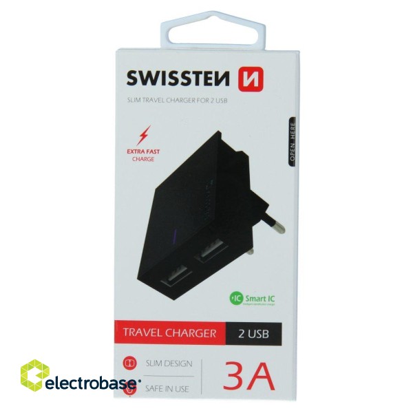 Swissten Premium Tīkla Lādētājs 2x USB 3А / 15W image 3