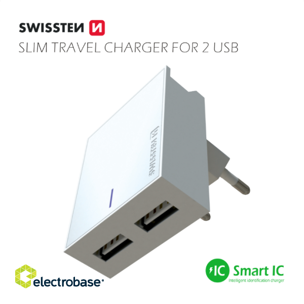 Swissten Premium Travel Charger 2x USB 3А 15W paveikslėlis 1