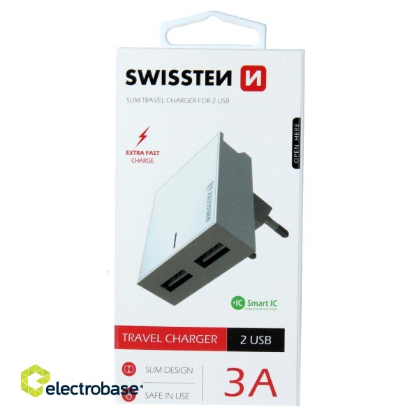 Swissten Premium Travel Charger 2x USB 3А 15W paveikslėlis 3