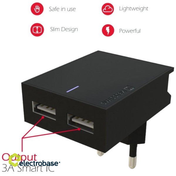 Swissten Premium Travel Charger USB 3A / 15W With Micro USB Cable 1.2m paveikslėlis 3