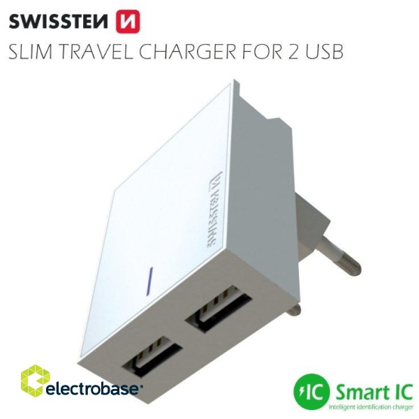 Swissten Premium Travel Charger USB 3А / 15W With USB-C Cable 1.2m paveikslėlis 2