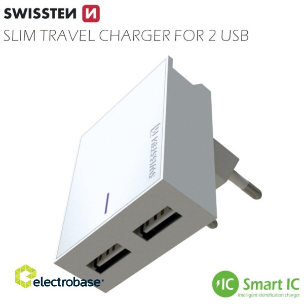 Swissten Smart IC Travel Charger 2x USB 3А / 15W With Micro USB Cable 1.2m paveikslėlis 3