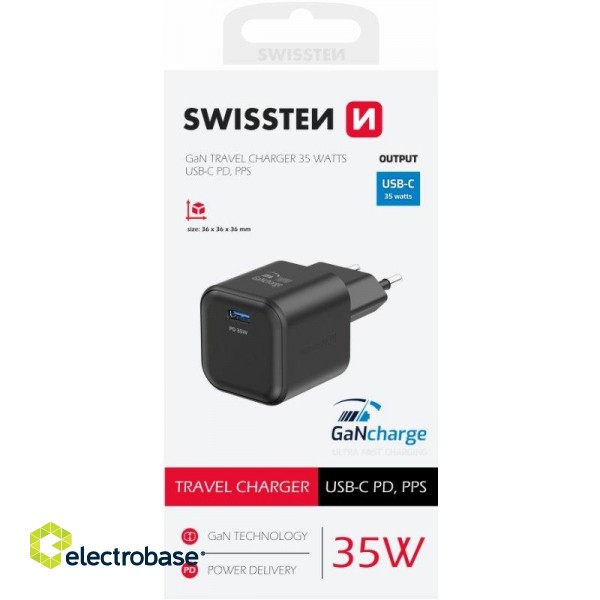 Swissten Travel Charger GaN USB-C 35W PD image 3