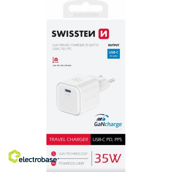 Swissten Travel Charger GaN USB-C 35W PD image 3
