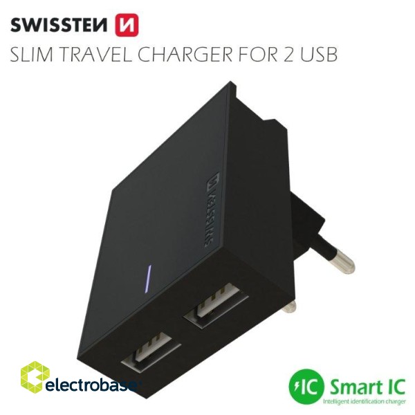 Swissten Travel Charger USB 3А / 15W With USB-C Cable 1.2m image 2