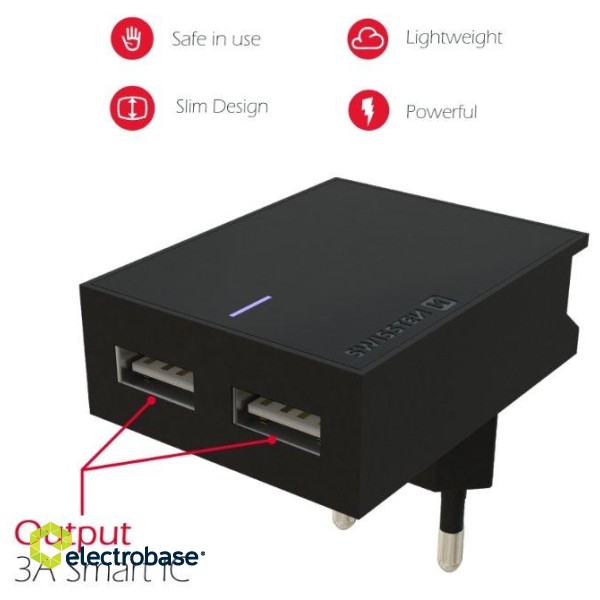 Swissten Tīkla Lādētājs USB 3А / 15W Ar USB-C vadu 1.2m image 3