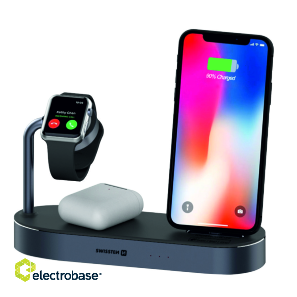 Swistten 4in1 MFI Wireless Docking Station 45W Bezvadu Uzlādes Dokstacija Priekš Apple iPhone / Apple Watch / iPod image 1