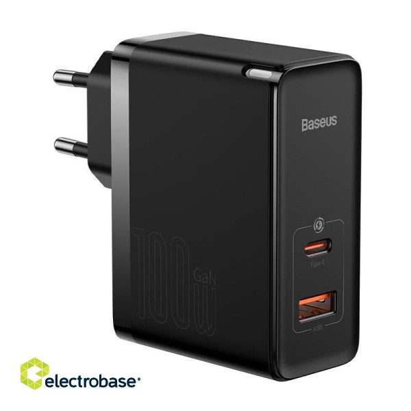 Baseus GaN5 Pro Adapteris / Lādētājs USB-C / USB / 100W / 1m kabelis image 1