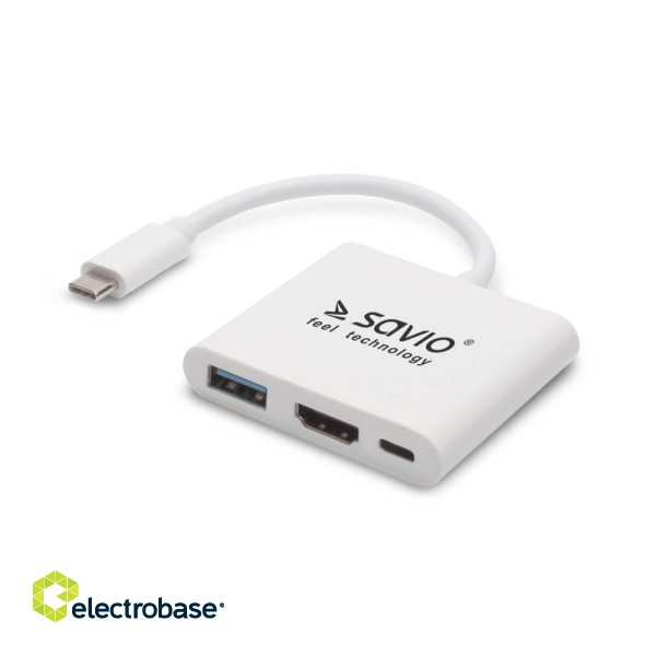 Savio Multimedia Adapteris Type-C to HDMI (4K @ 30Hz, 1080P @ 60Hz) + USB 3.0