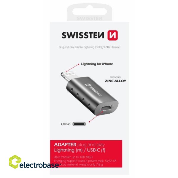Swissten Adapteris Lightning uz USB-C image 1