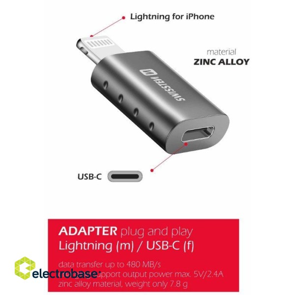 Swissten Adapteris Lightning uz USB-C image 2