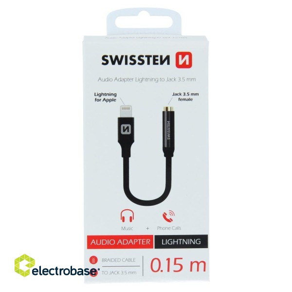 Swissten Lightning to Jack 3.5mm Audio Adapter for iPhone and iPad 15 cm image 2