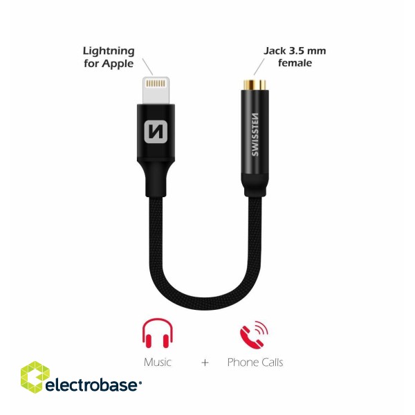Swissten Lightning uz 3.5mm Audio Adapteris iPhone un iPad 15 cm image 3
