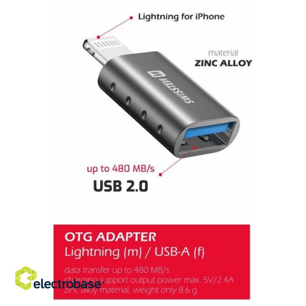 Swissten OTG Адаптер Lightning на USB Подключение фото 2