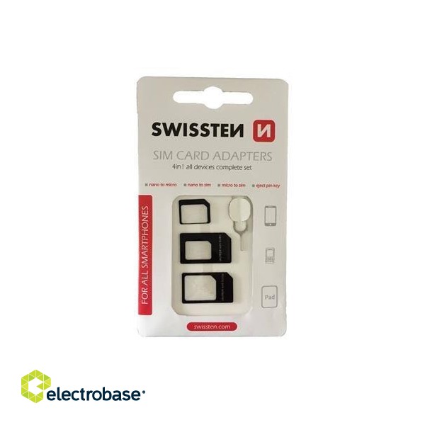 Swissten Комплект адаптеров для SIM карт + Иголочка