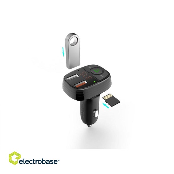 Devia Smart Car FM Transmiter Bluetooth / MP3 / MicroSD / 2x USB QC 3.0 + 1,5A / LED / Car Charger paveikslėlis 2