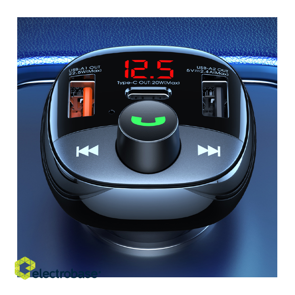 Remax RCC331 FM Bluetooth Transmitter MP3 / 2xUSB / Type-C / MicroSD paveikslėlis 2
